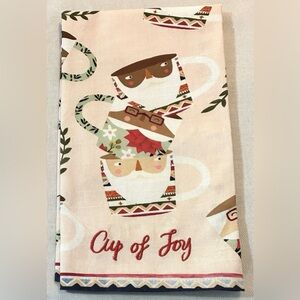 Anthropologie Christmas Coffee Cocoa Mugs Kitchen Dish Towel Tea Towel NEW